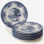 Claytan Classic Blue Windmill & Floral Pattern Earthenware Chop Plate, 12.1 Inch, White, Set of 6