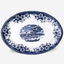 Claytan Classic Blue Windmill & Floral Pattern Earthenware Oval Platter, 14 Inch, White