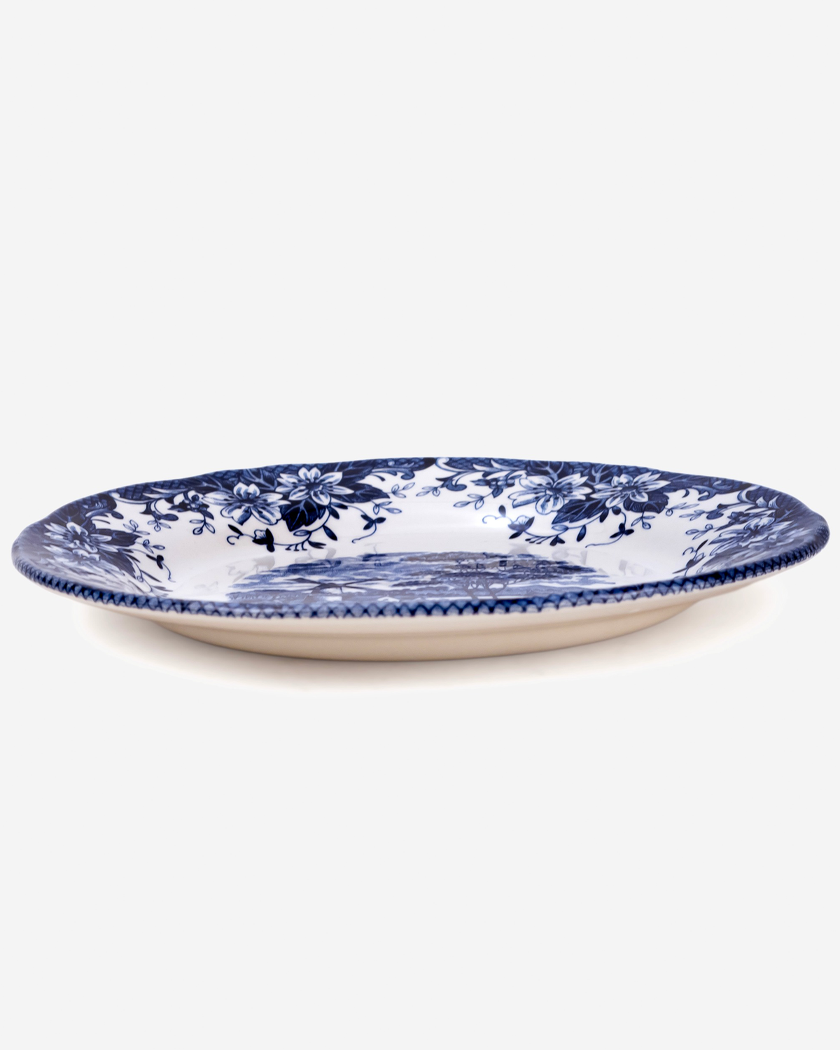 Claytan Classic Blue Windmill & Floral Pattern Earthenware Salad Plate, 8.1 Inch, White