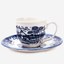 Claytan Classic Windmill Pattern Blue Earthenware Espresso Cup & Saucer Set, 90ml, White