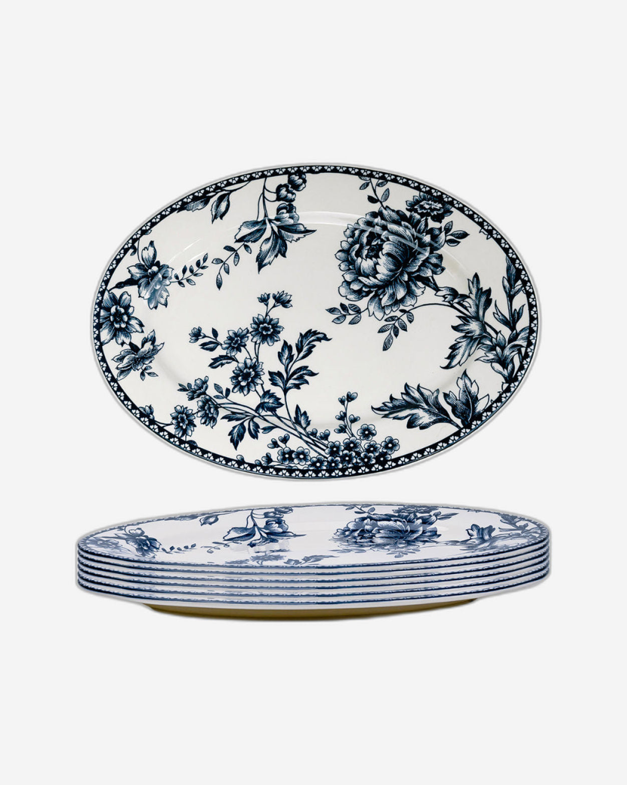 طبق بيضاوي خزفي أزرق داكن من Claytan Rhapsody مقاس 14.2 بوصة (مجموعة من قطعة واحدة)