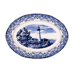 Claytan Lighthouse Blue 14.2-Inch Ceramic Oval Platter (Set of 1)