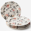 Claytan Jasper Floral Pattern Earthenware Chop Plate, 12.1 Inch, White, Set of 4