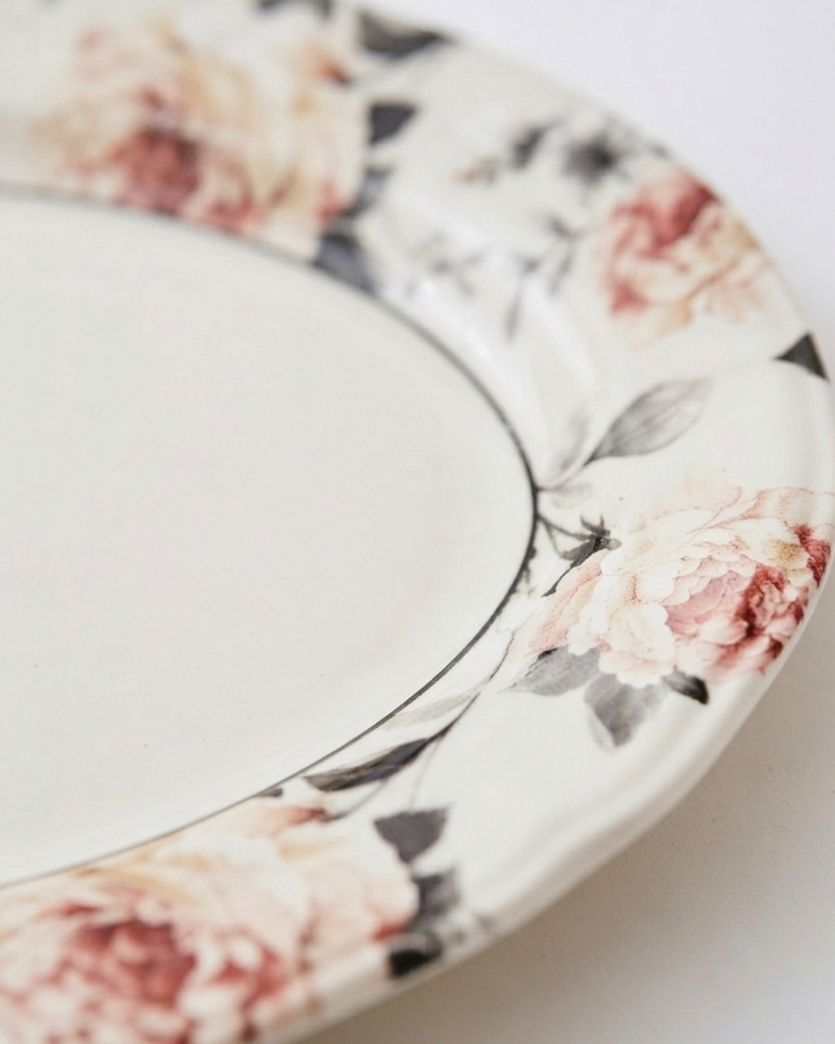 Claytan Jasper Floral Pattern Earthenware Oval Platter, 14 Inch, White