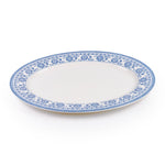 طبق سيراميك بيضاوي من Claytan Plethora مقاس 14.2 بوصة مطلي يدويًا (رمادي وأبيض، مجموعة من قطعة واحدة)