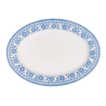 طبق سيراميك بيضاوي من Claytan Plethora مقاس 14.2 بوصة مطلي يدويًا (رمادي وأبيض، مجموعة من قطعة واحدة)