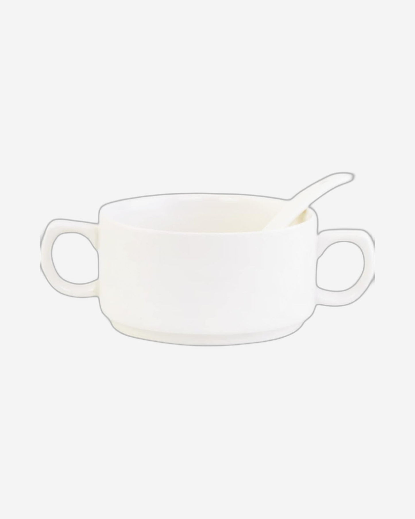 طقم شوربة أبيض شالو CX1526S مع حامل معدني ذهبي - 17 قطعة | طقم شوربة أنيق مع حامل معدني ذهبي، لون أبيض وذهبي