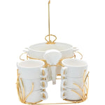 Shallow Porcelain 16-Piece Soup Set - White and Gold Elegance - Model CX1828-N-G