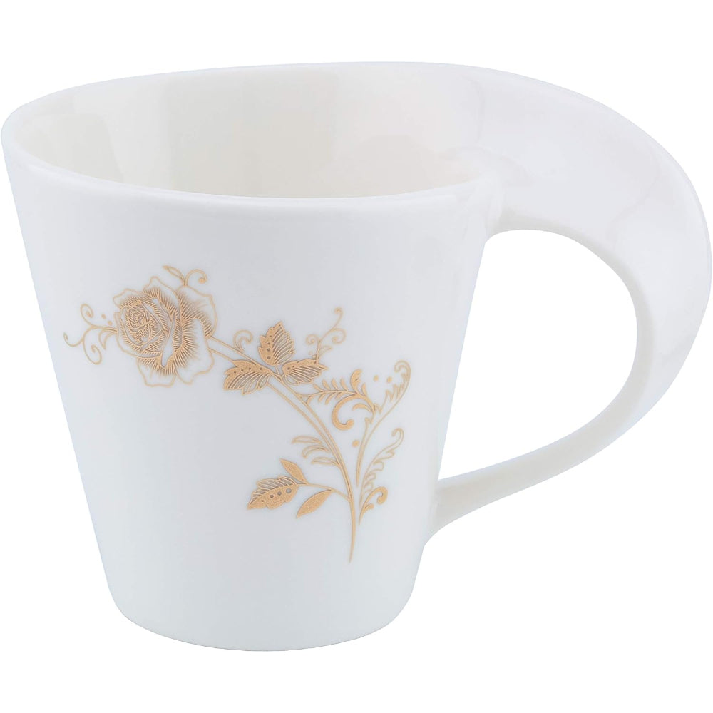 طقم أكواب وصحون من الخزف الصيني العظمي (12 قطعة، سعة 90 سم مكعب) | أكواب شاي وقهوة أنيقة مع صحون متناسقة