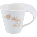 طقم أكواب وصحون من الخزف الصيني العظمي (12 قطعة، سعة 90 سم مكعب) | أكواب شاي وقهوة أنيقة مع صحون متناسقة