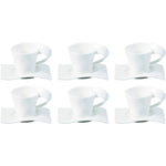 Shallow Bone China Cups and Saucers Set, White, 200cc | Elegant Tea and Coffee Set