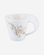 طقم فناجين وصحون من البورسلين الضحل، ١٢ قطعة، ٢٠٠ مل | طقم شاي وقهوة أبيض أنيق