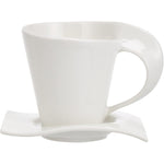 طقم شاي صيني عظمي ضحل، أبيض - طقم من 15 قطعة مع إبريق شاي سعة 1050 مل، وكريمة سعة 175 مل، ووعاء سكر سعة 175 مل، و6 أكواب سعة 150 مل، و6 أطباق