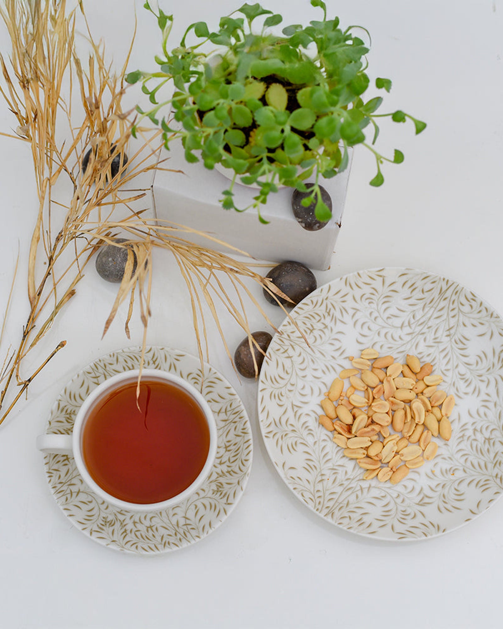 24 pcs Dinner Set Green Leaves  DESERT FLOWER CITY OF UAE