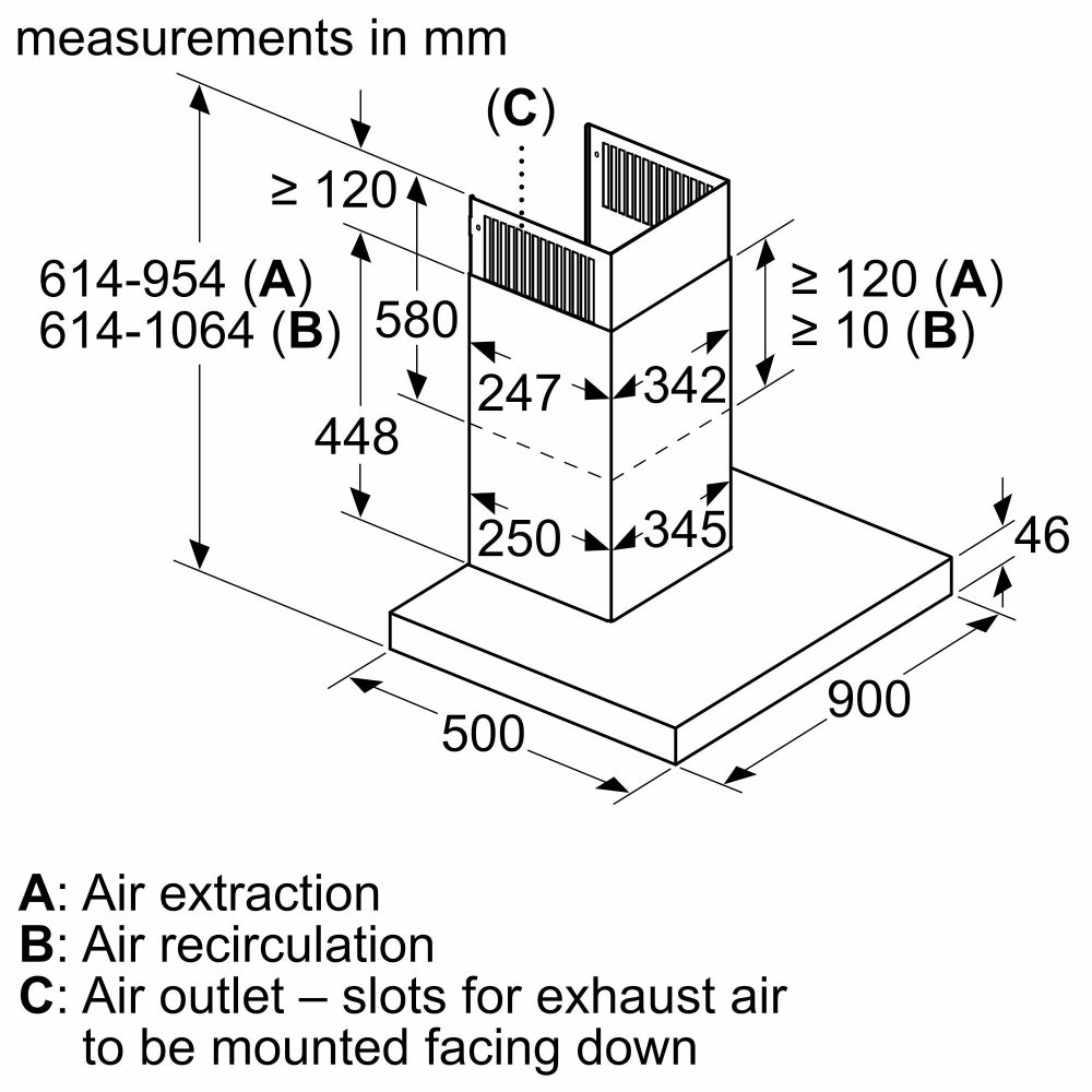 شفاط مطبخ بوش سلسلة 6 مثبت على الحائط 90 سم