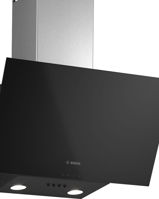 شفاط حائطي من سلسلة بوش 2، 60 سم، زجاج شفاف، مطبوع باللون الأسود، DWK63PJ61M