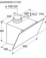 شفاط مطبخ بوش 60 سم من السلسلة 2، مثبت على الحائط، زجاج شفاف