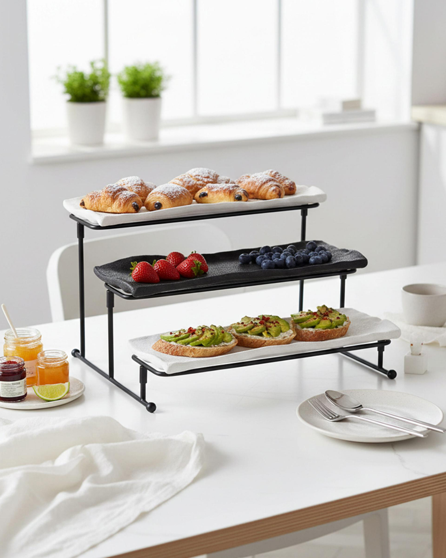 Shallow 3-Tier Porcelain Serving Stand