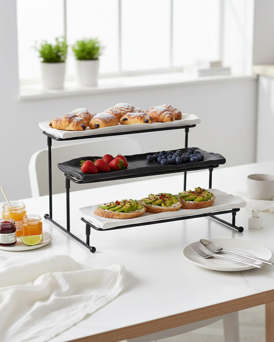 Shallow 3-Tier Porcelain Serving Stand