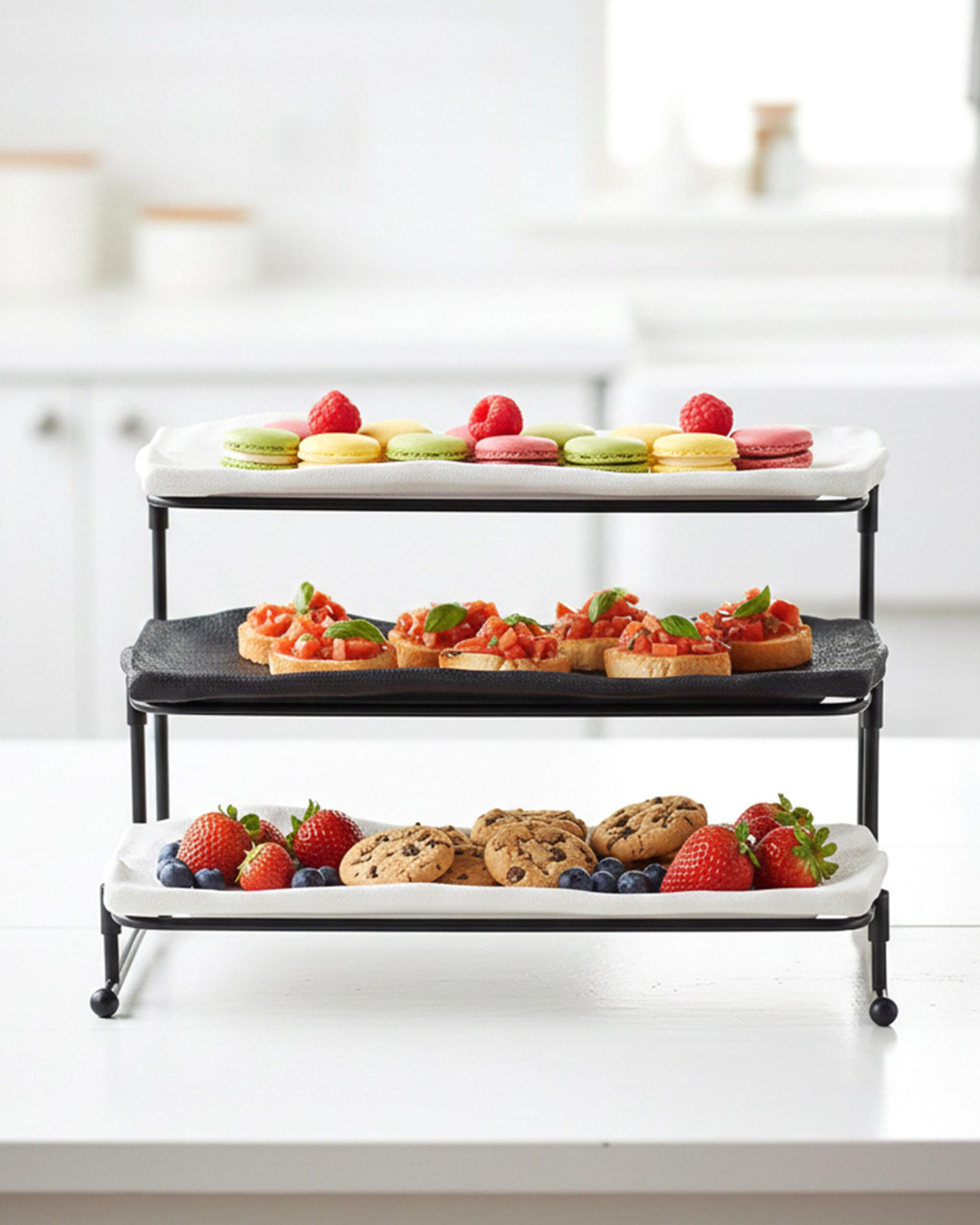 Shallow 3-Tier Porcelain Serving Stand