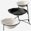 Shallow 3-Tier Porcelain Bowl Set with Stand