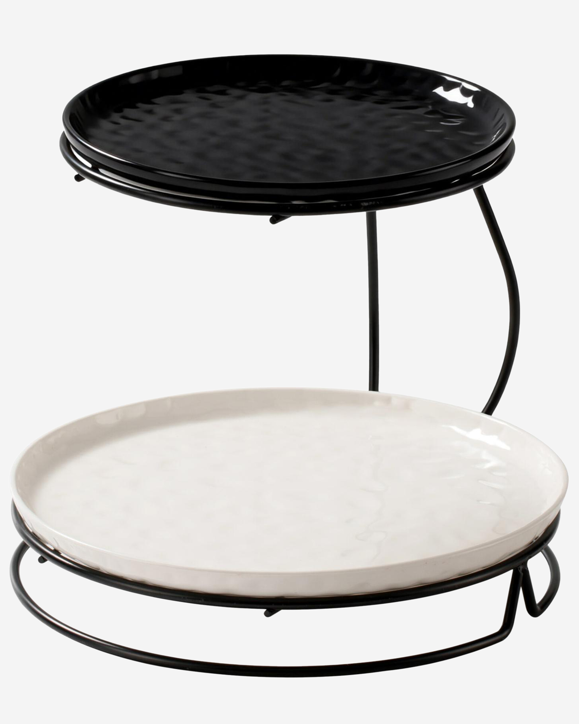 Shallow 2?Tier Serving Stand Hammered Porcelain