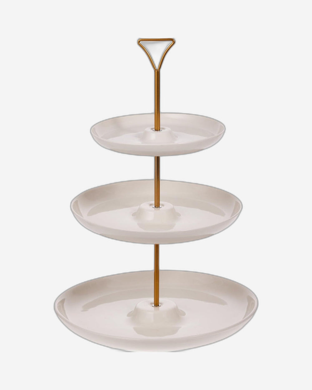 Bone China Shallow 7"/9"/11" 3-Tier Round Plate with Gold Stand – Elegant Serving Set for Appetizers, Desserts, and Snacks