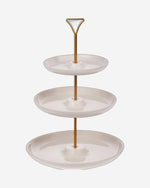 Bone China Shallow 7"/9"/11" 3-Tier Round Plate with Gold Stand – Elegant Serving Set for Appetizers, Desserts, and Snacks