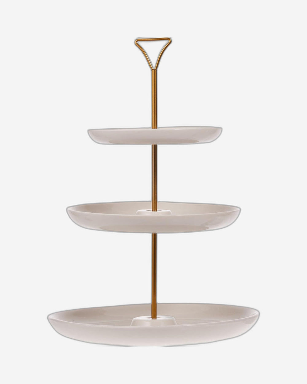 طبق دائري من الخزف الصيني العظمي، 3 طبقات، مقاس 7/9/11 بوصة، مع حامل ذهبي - طقم تقديم أنيق للمقبلات والحلويات والوجبات الخفيفة