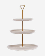 طبق دائري من الخزف الصيني العظمي، 3 طبقات، مقاس 7/9/11 بوصة، مع حامل ذهبي - طقم تقديم أنيق للمقبلات والحلويات والوجبات الخفيفة