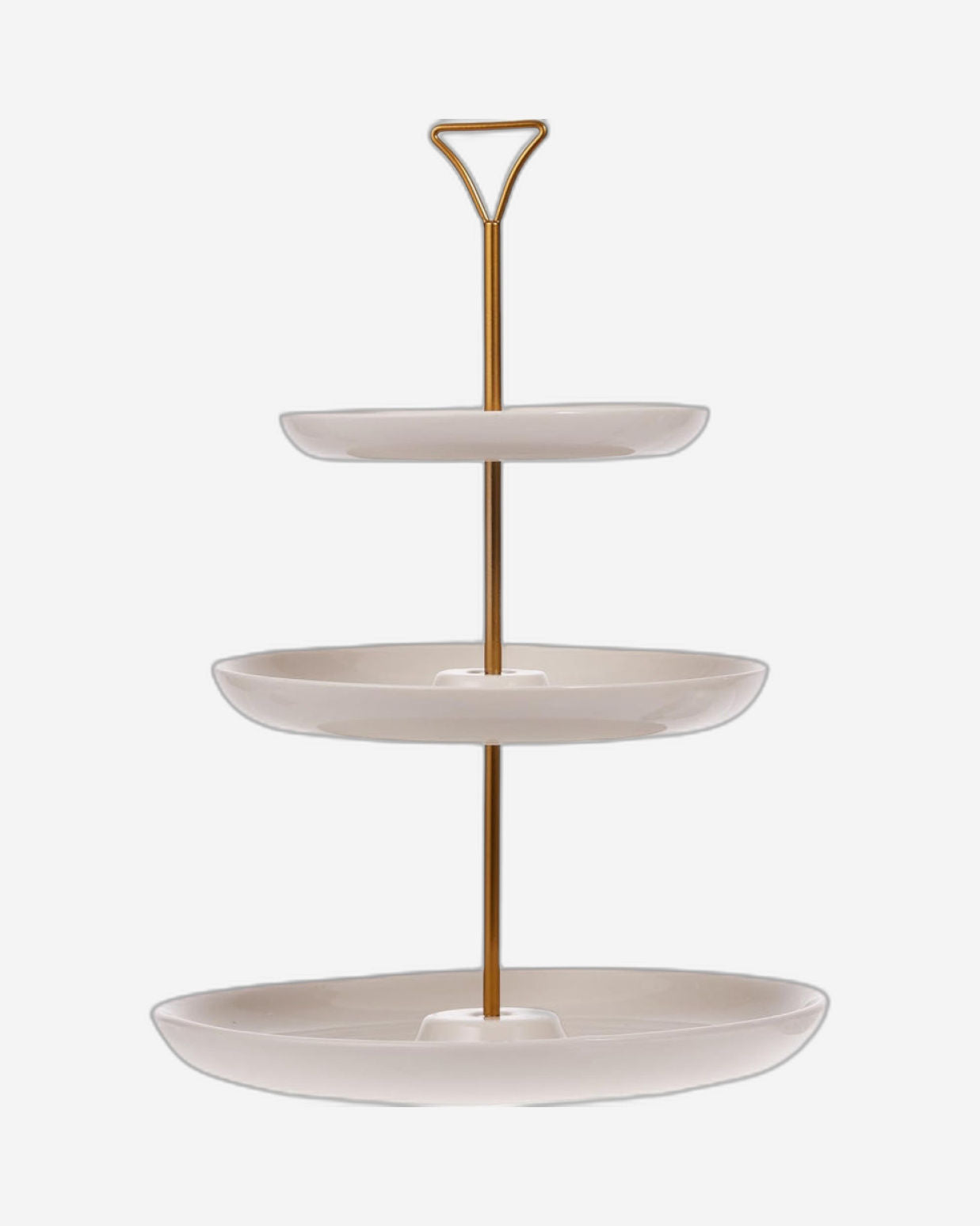 طبق دائري من الخزف الصيني العظمي، 3 طبقات، مقاس 7/9/11 بوصة، مع حامل ذهبي - طقم تقديم أنيق للمقبلات والحلويات والوجبات الخفيفة