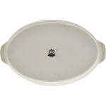 طقم أطباق تقديم وخبز بورسلين أنيق، أبيض، من طبقتين بيضاويتين، مقاس 16 بوصة/8 بوصة، مع حامل ذهبي