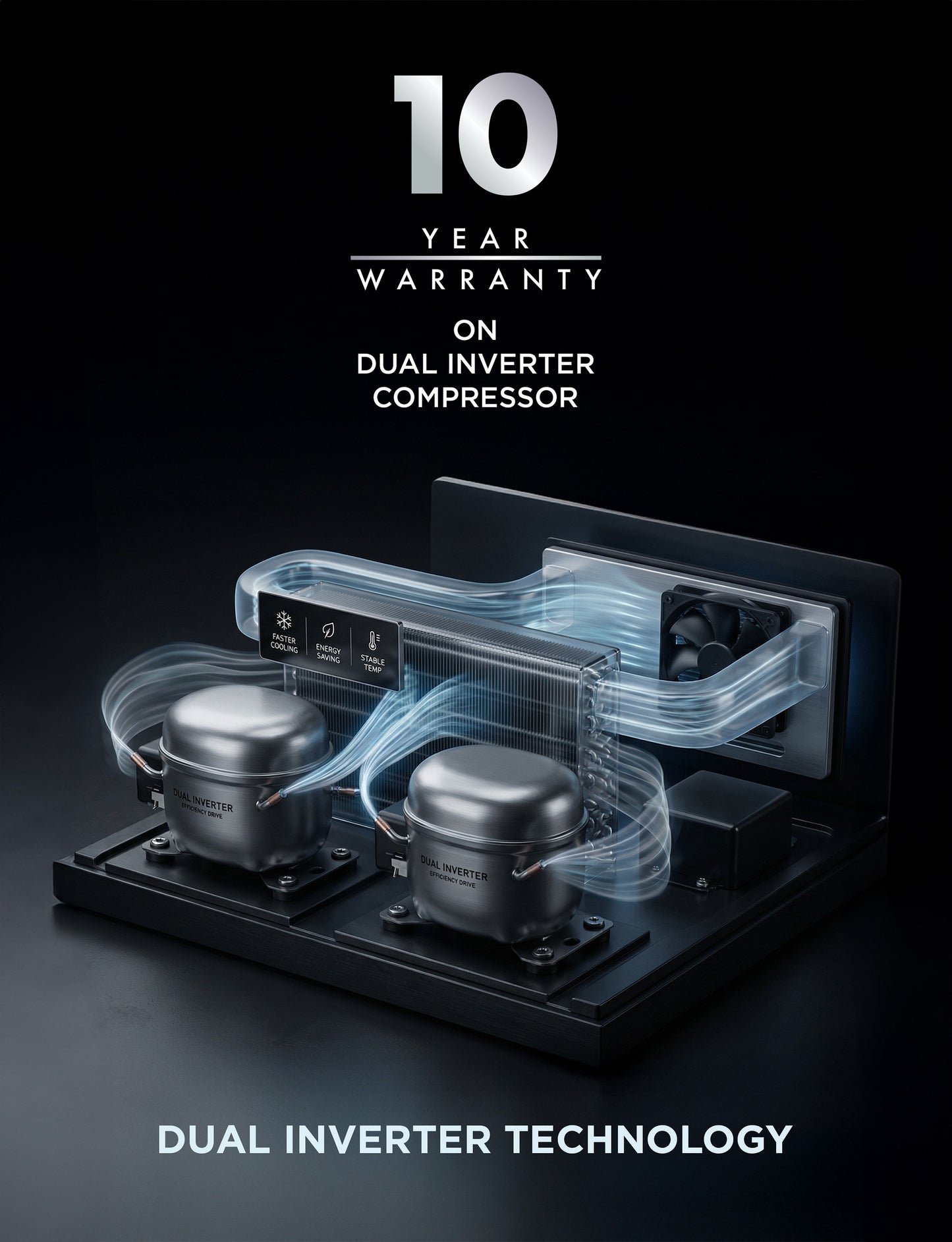 ثلاجة هوفر 682 لترًا ببابين متجاورين، ثلاجة عاكس مزدوج، شاشة LED مع تحكم باللمس، ضمان لمدة عام من الشركة المصنعة و10 سنوات على ضاغط العاكس، 50/60 هرتز من الفولاذ المقاوم للصدأ - HSB-M682-S