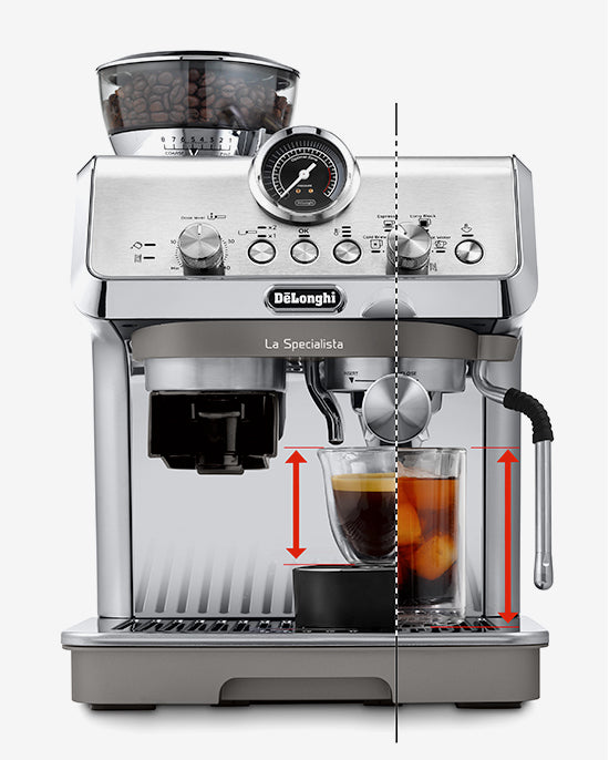 ماكينة تحضير القهوة الباردة ديلونجي LA SPECIALISTA ARTE EVO Barista Espresso مع مطحنة مدمجة وتقنية الاستخلاص البارد وفن لاتيه وخاصية التحكم النشط في درجة الحرارة EC9255.M فضي