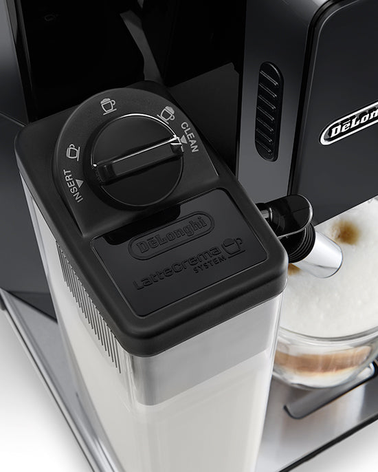 ماكينة قهوة ديلونجي إليتا أوتوماتيكية بالكامل | مزودة بخافق حليب | ١٣ إعدادًا قابلًا للتعديل | مطحنة قهوة مدمجة | ECAM44.660.B (أسود)