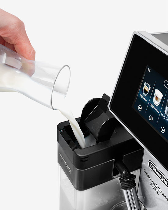 ماكينة قهوة ديلونجي بريمادونا سول، ماكينة قهوة أوتوماتيكية بالكامل من الحبوب إلى الكوب، أكثر من 20 وظيفة، مثالية للإسبريسو والأمريكانو والكابتشينو واللاتيه والماكياتو والعديد من وصفات القهوة الأخرى ECAM610.75.MB