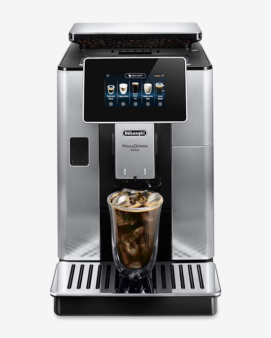 ماكينة قهوة ديلونجي بريمادونا سول، ماكينة قهوة أوتوماتيكية بالكامل من الحبوب إلى الكوب، أكثر من 20 وظيفة، مثالية للإسبريسو والأمريكانو والكابتشينو واللاتيه والماكياتو والعديد من وصفات القهوة الأخرى ECAM610.75.MB