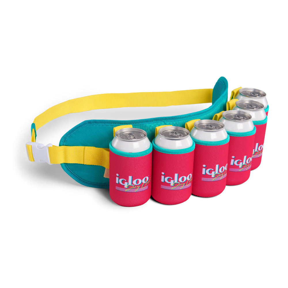 Igloo-Retro Beerdolier Cooler  - Dark Jade /Bold Magenta /Livewire Yellow