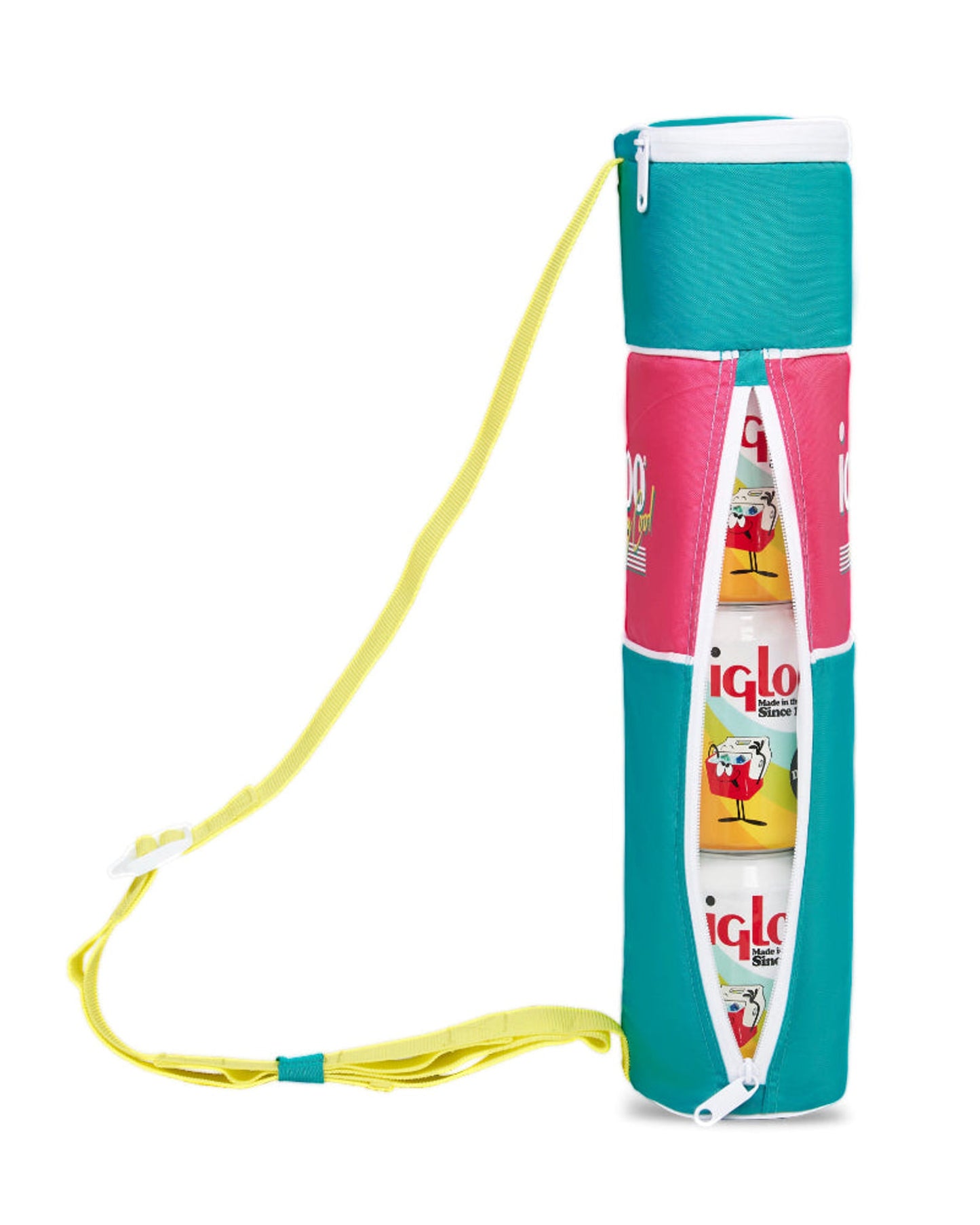 حقيبة تبريد مزدوجة الأسطوانة من إيجلو ريترو - لون اليشم الداكن/الأرجواني الداكن/الأصفر