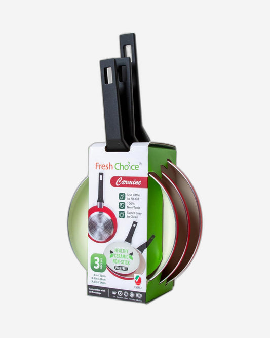 مجموعة فريش تشويس - كارمين، 3 قطع، مقلاة ألومنيوم مضغوطة خالية من PFAS
