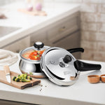 طنجرة ضغط ميلتون برو كوك تريبلي، مصنوعة من الفولاذ المقاوم للصدأ، تعمل بالحث، مع غطاء خارجي وزجاجي، سعة 3.5 لتر، لون فضي | نظام تحرير الحشية، آمنة غذائيًا | تعمل بالحث | صفيحة ساخنة | مقاومة للهب