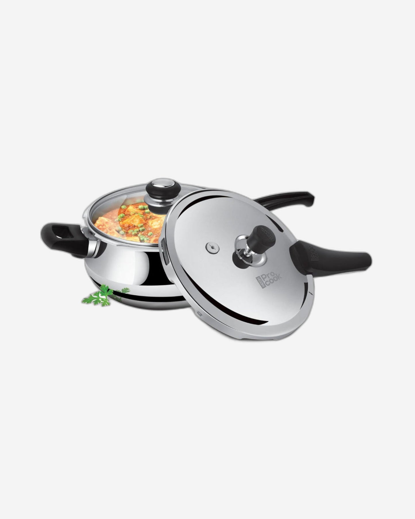 طنجرة ضغط ميلتون برو كوك تريبلي، مصنوعة من الفولاذ المقاوم للصدأ، تعمل بالحث، مع غطاء خارجي وزجاجي، سعة 5.5 لتر، لون فضي | نظام تحرير الحشية، آمنة غذائيًا | تعمل بالحث | صفيحة ساخنة | مقاومة للهب