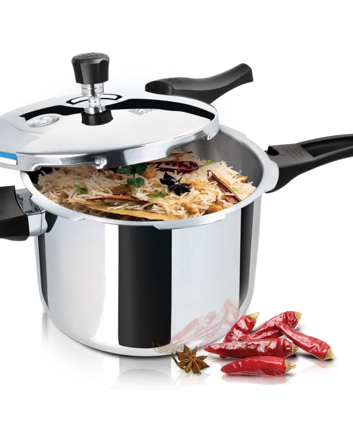 طنجرة ضغط ميلتون برو كوك ثلاثية الطبقات من الفولاذ المقاوم للصدأ بغطاء خارجي، سعة ٥ لترات، لون فضي | آمنة للغسل في غسالة الأطباق | آمنة للطعام | آمنة للطهي بالحث الحراري | آمنة للطهي على الموقد الساخن | آمنة للطهي على اللهب