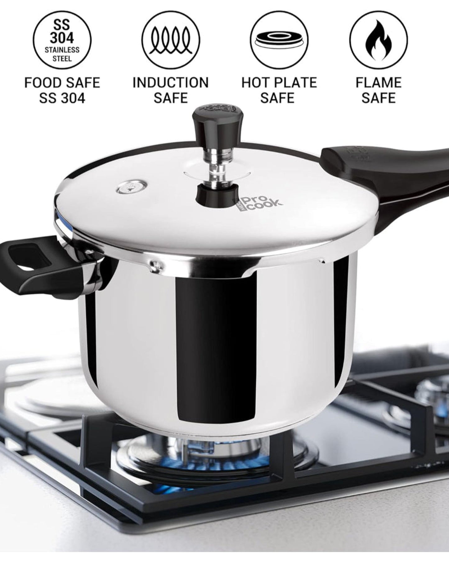 طنجرة ضغط ميلتون برو كوك ثلاثية الطبقات من الفولاذ المقاوم للصدأ بغطاء خارجي، سعة ٥ لترات، لون فضي | آمنة للغسل في غسالة الأطباق | آمنة للطعام | آمنة للطهي بالحث الحراري | آمنة للطهي على الموقد الساخن | آمنة للطهي على اللهب