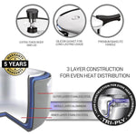 طنجرة ضغط ميلتون برو كوك ثلاثية الطبقات من الفولاذ المقاوم للصدأ بغطاء خارجي، سعة ٥ لترات، لون فضي | آمنة للغسل في غسالة الأطباق | آمنة للطعام | آمنة للطهي بالحث الحراري | آمنة للطهي على الموقد الساخن | آمنة للطهي على اللهب