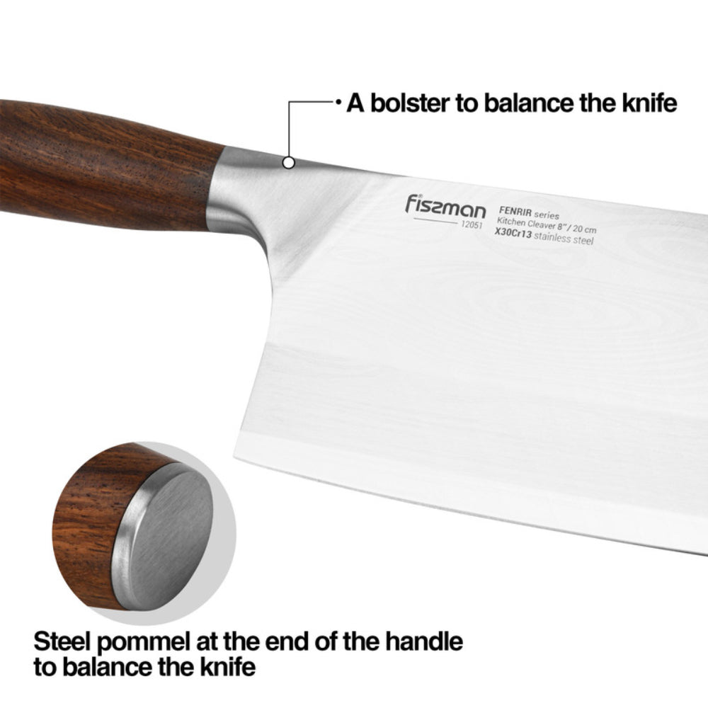 سكين مطبخ فيسمان 8 بمقبض فولاذي من سلسلة دمشق فينرير