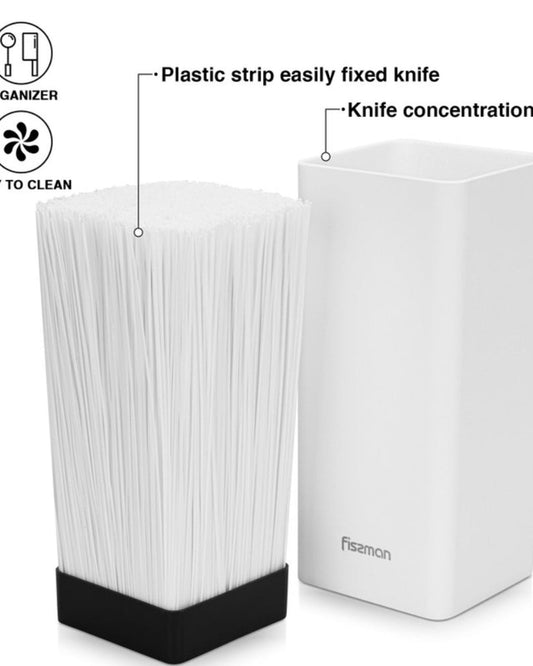 منظم سكاكين المطبخ فيسمان، 10×10×22 سم، أبيض على شكل مربع (بلاستيك)
