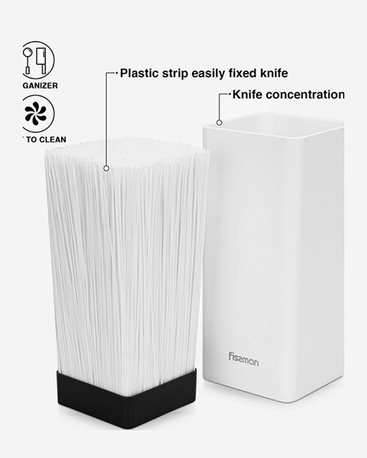 منظم سكاكين المطبخ فيسمان، 10×10×22 سم، أبيض على شكل مربع (بلاستيك)