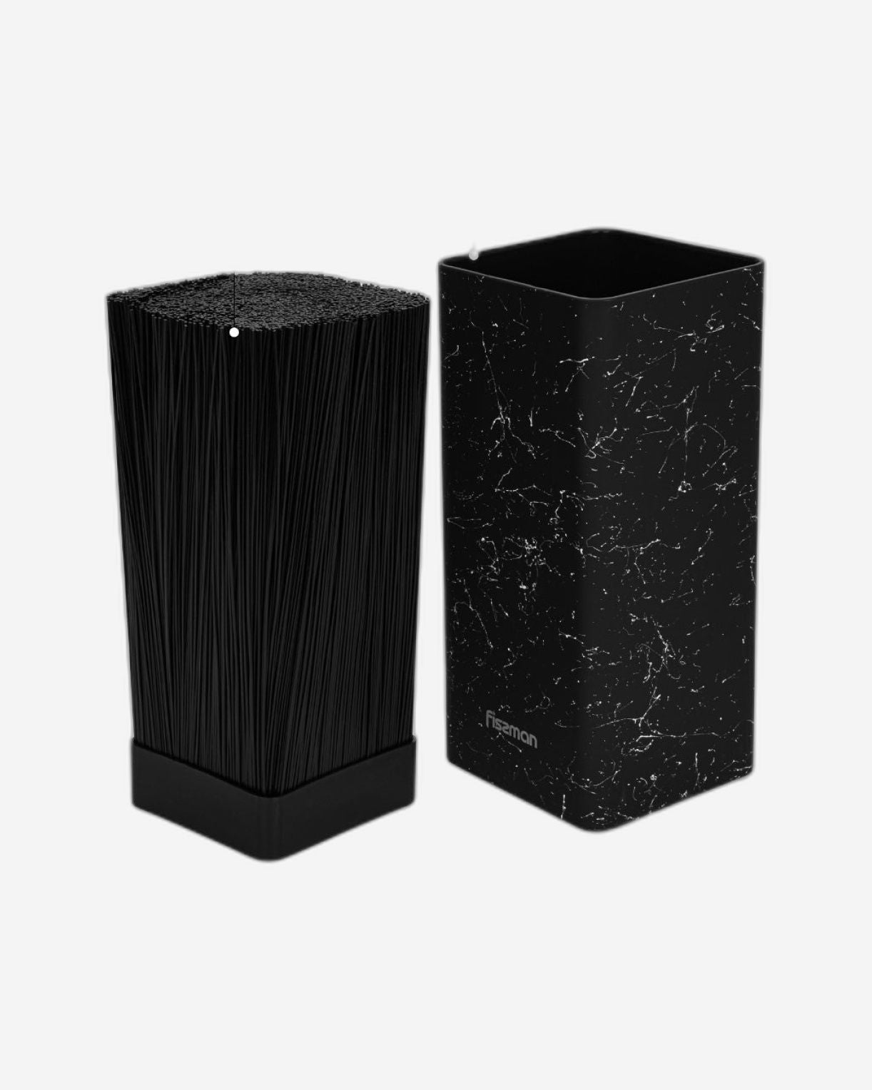 منظم سكاكين فيسمان مربع الشكل، لون رخامي أسود، 22 سم