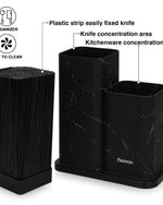 منظم سكاكين وأدوات المطبخ من فيسمان، 11×11×23+11×11×17 سم، لون رخامي أسود (بلاستيك)